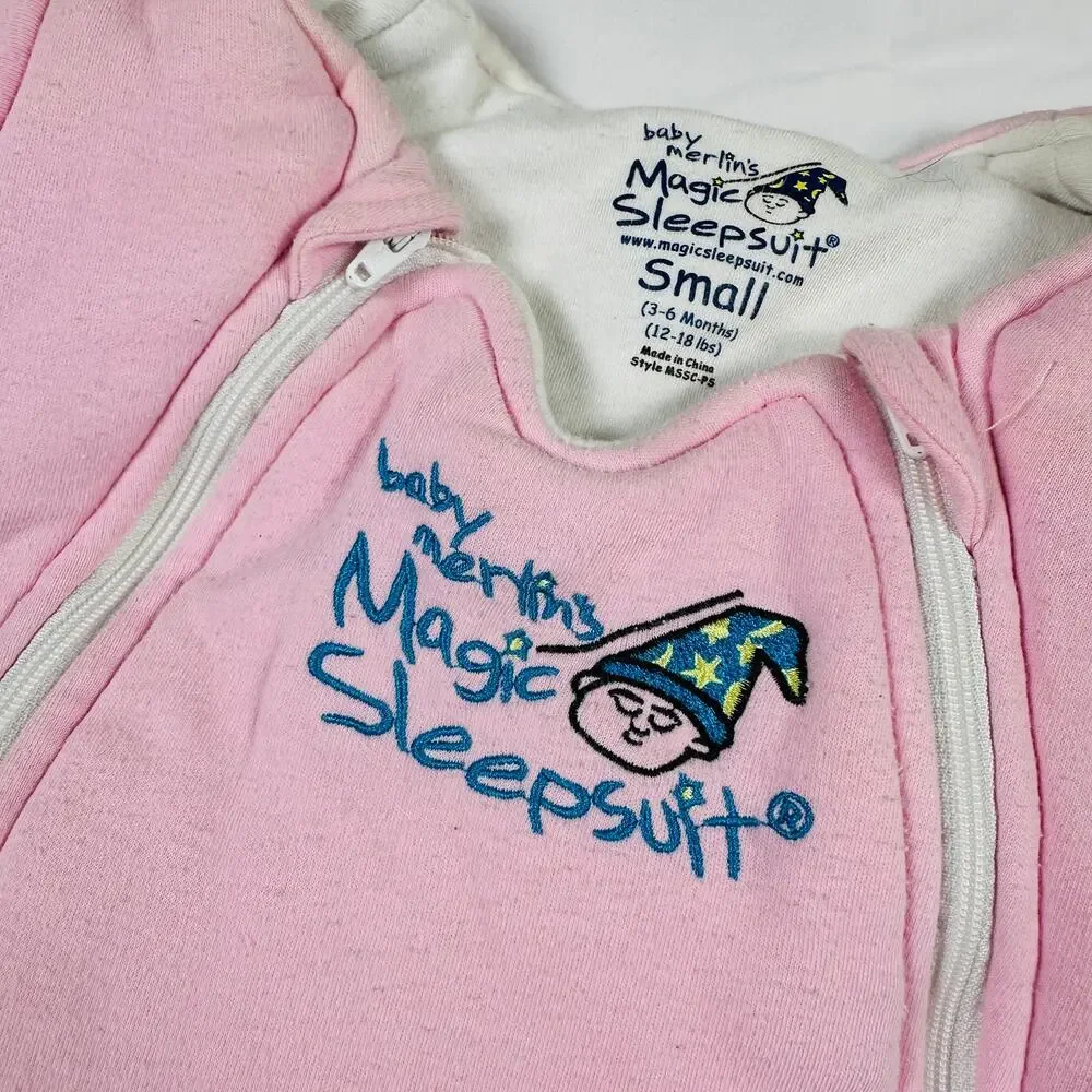 Baby Merlin's Magic Sleep Suit Pink 100% Cotton Very Thick Sz Small 3-6 mo